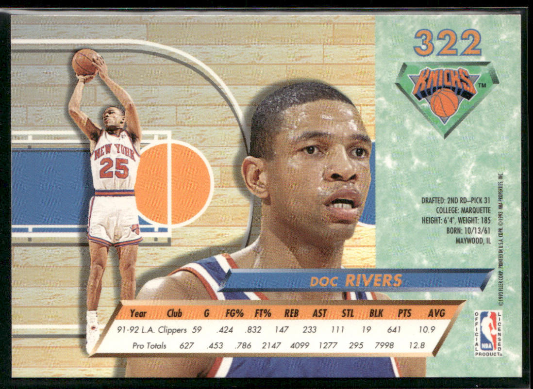 Doc Rivers 1992-93 Ultra #322 New York Knicks