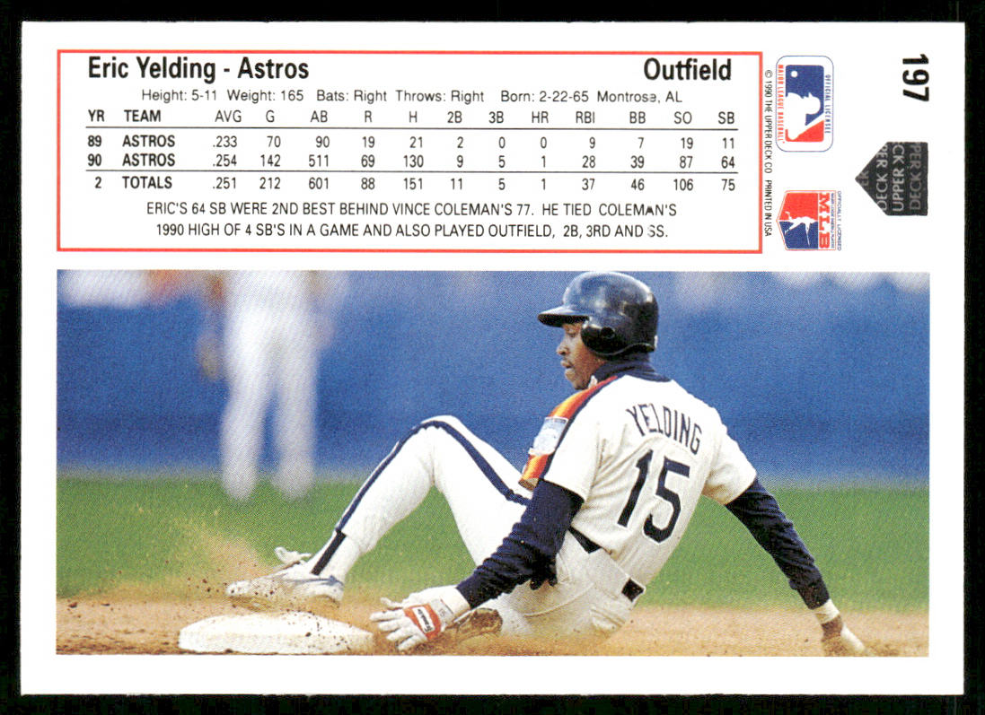 Eric Yelding 1991 Upper Deck #197 Houston Astros