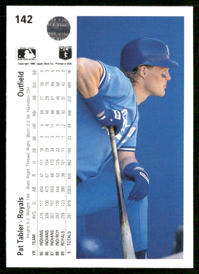 Pat Tabler 1990 Upper Deck #142b Kansas City Royals
