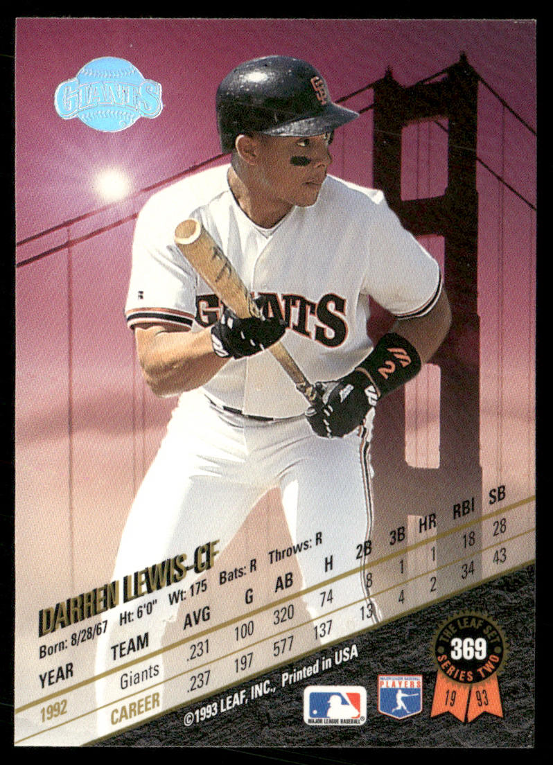 Darren Lewis 1993 Leaf #369 San Francisco Giants