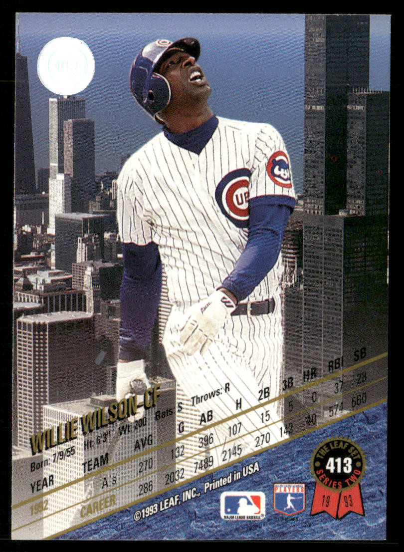 Willie Wilson 1993 Leaf #413 Chicago Cubs