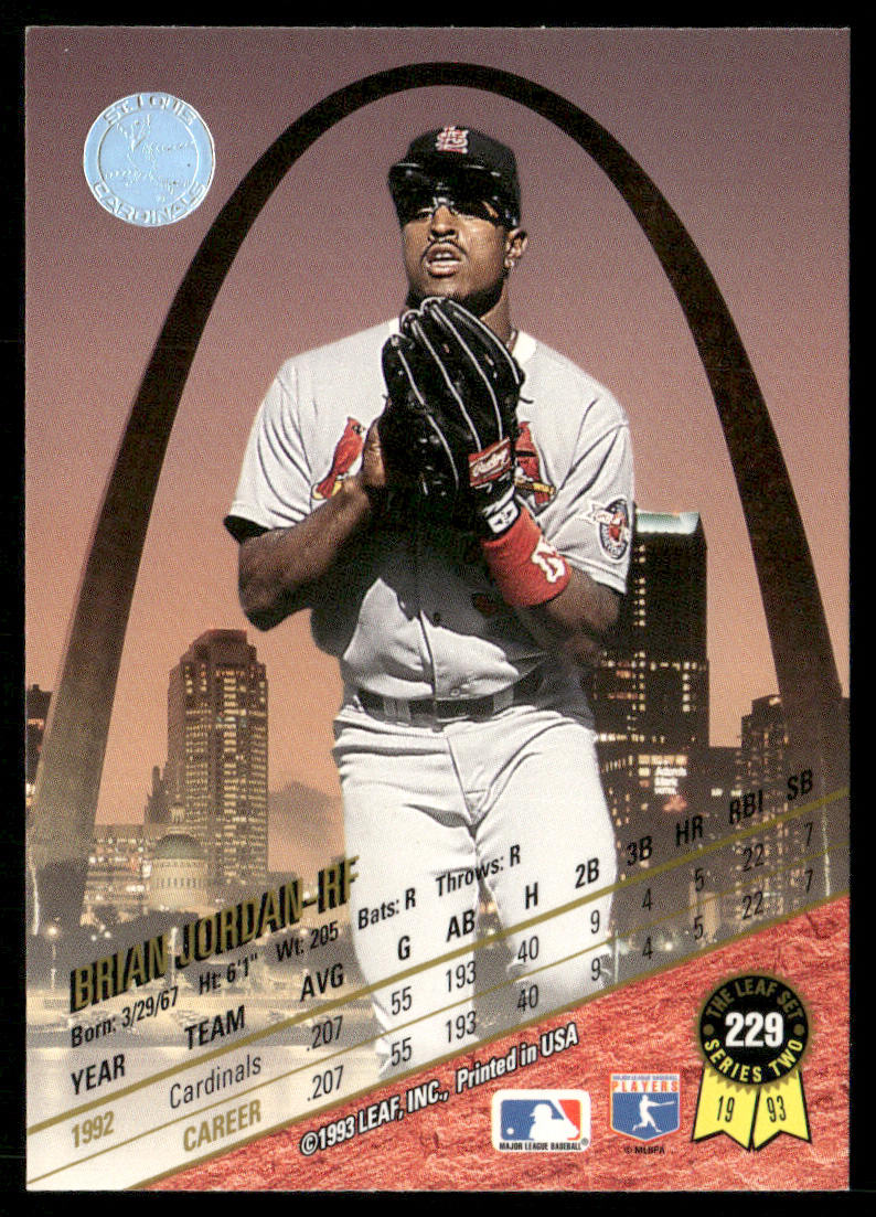 Brian Jordan 1993 Leaf #229 St. Louis Cardinals