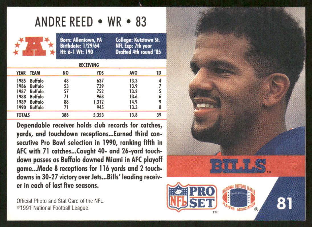Andre Reed 1991 Pro Set #81 Buffalo Bills