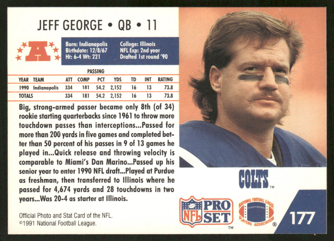 Jeff George 1991 Pro Set #177 Indianapolis Colts