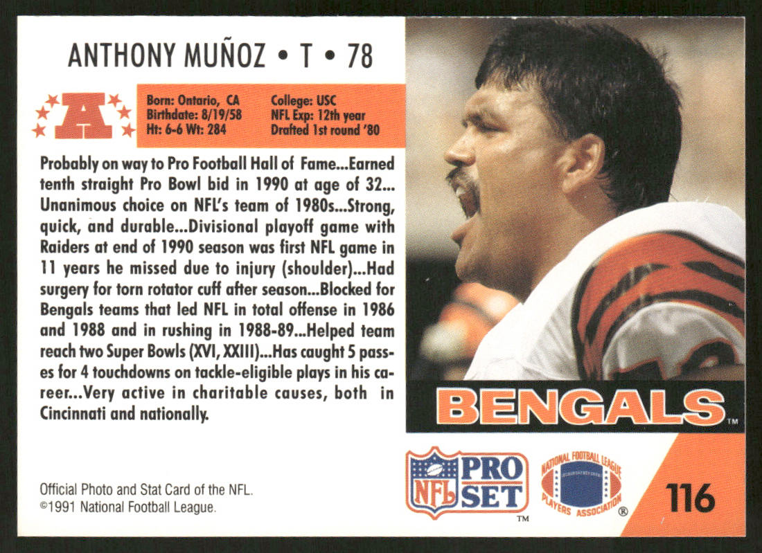 Anthony Munoz 1991 Pro Set #116 Cincinnati Bengals