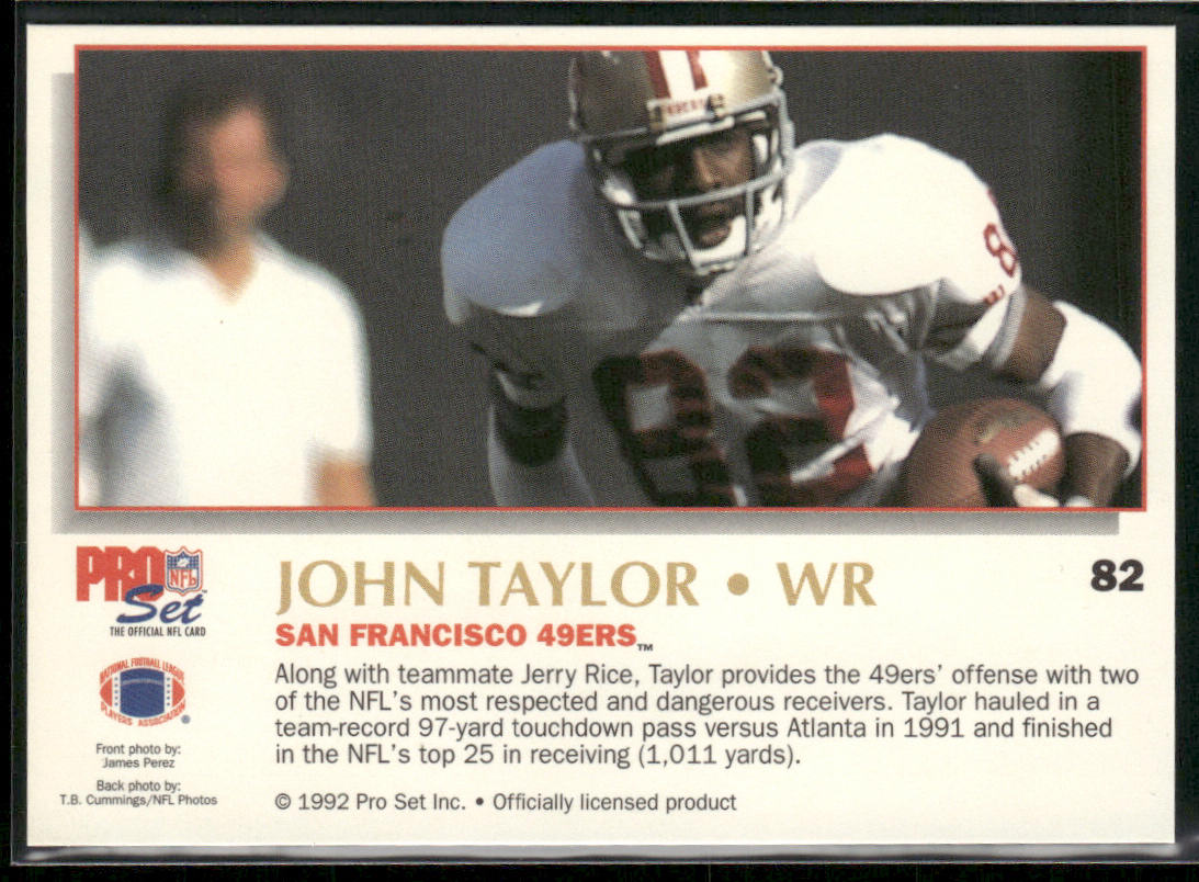 John Taylor 1992 Pro Set Power #82 San Francisco 49ers