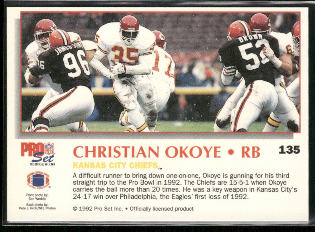 Christian Okoye 1992 Pro Set Power #135 Kansas City Chiefs