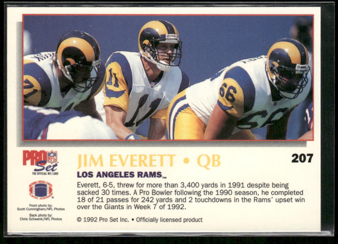 Jim Everett 1992 Pro Set Power #207 Los Angeles Rams