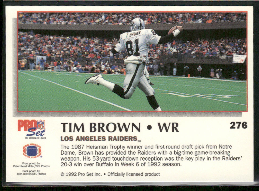 Tim Brown 1992 Pro Set Power #276 Los Angeles Raiders
