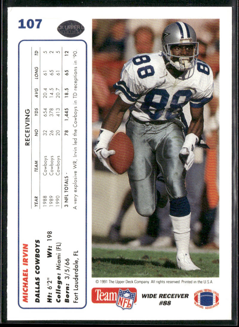 1991 Upper Deck #107 Michael Irvin