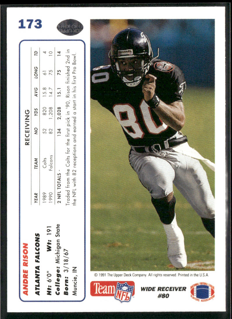 1991 Upper Deck #173b Andre Rison