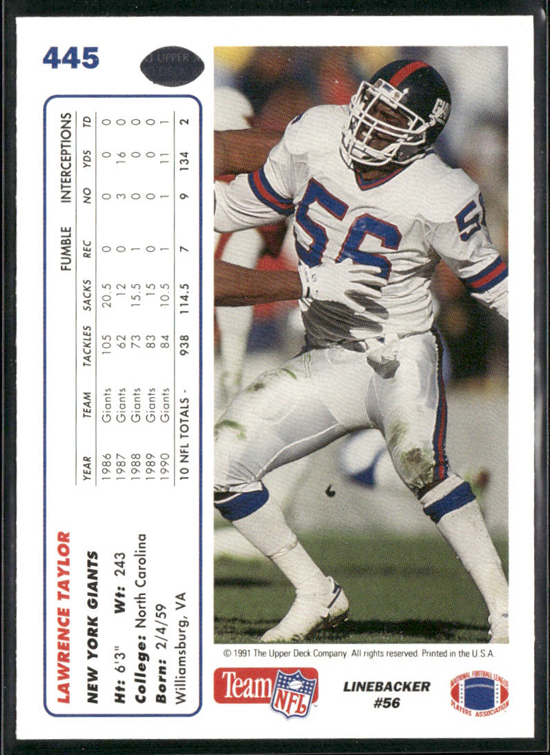 1991 Upper Deck #445 Lawrence Taylor