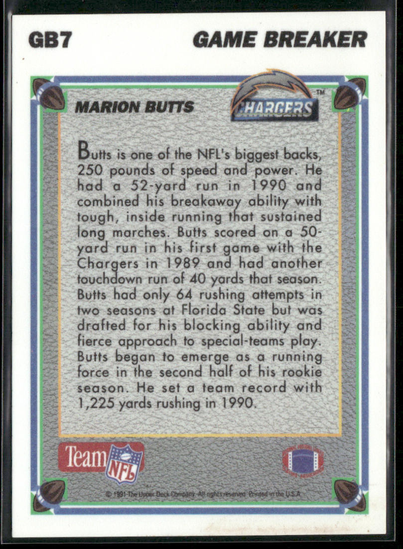 1991 Upper Deck #GB7 Marion Butts Game Breakers