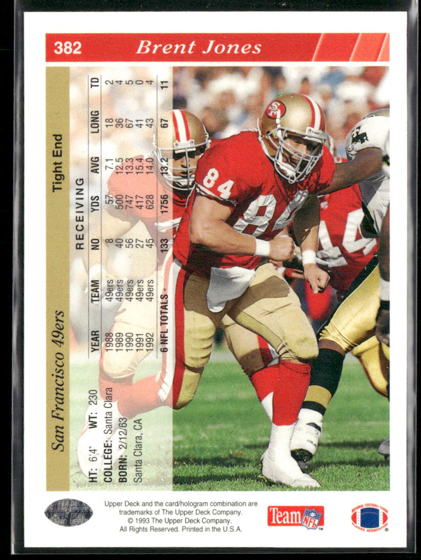 1993 Upper Deck #382 Brent Jones