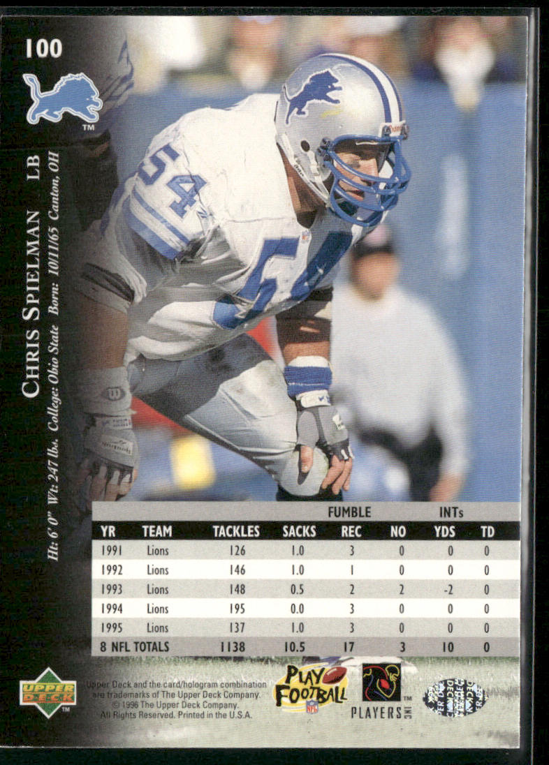 1996 Upper Deck Silver Collection #100 Chris Spielman