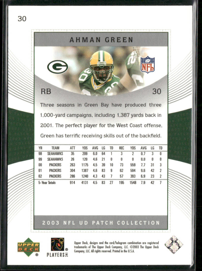 2003 UD Patch Collection #30 Ahman Green