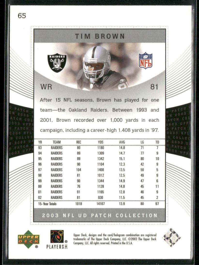 2003 UD Patch Collection #65 Tim Brown