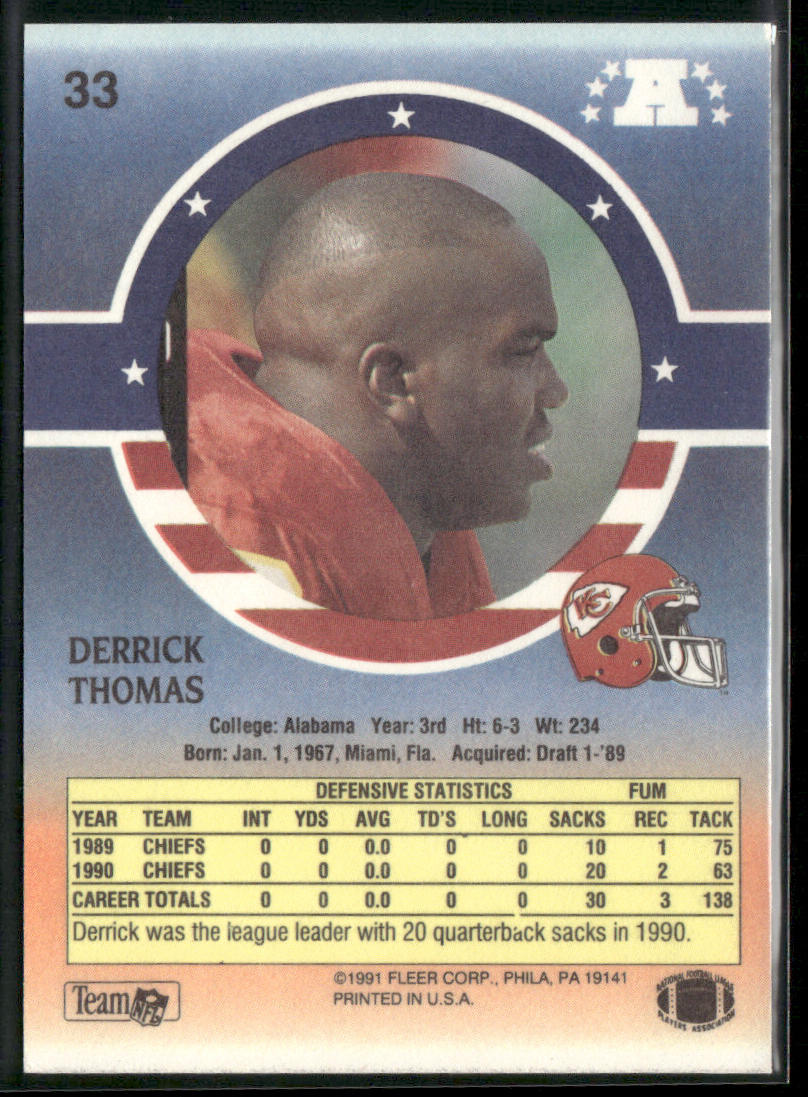 Derrick Thomas 1991 Fleer Stars 'n Stripes #33 Kansas City Chiefs