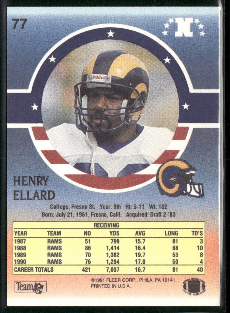 Henry Ellard 1991 Fleer Stars 'n Stripes #77 Los Angeles Rams
