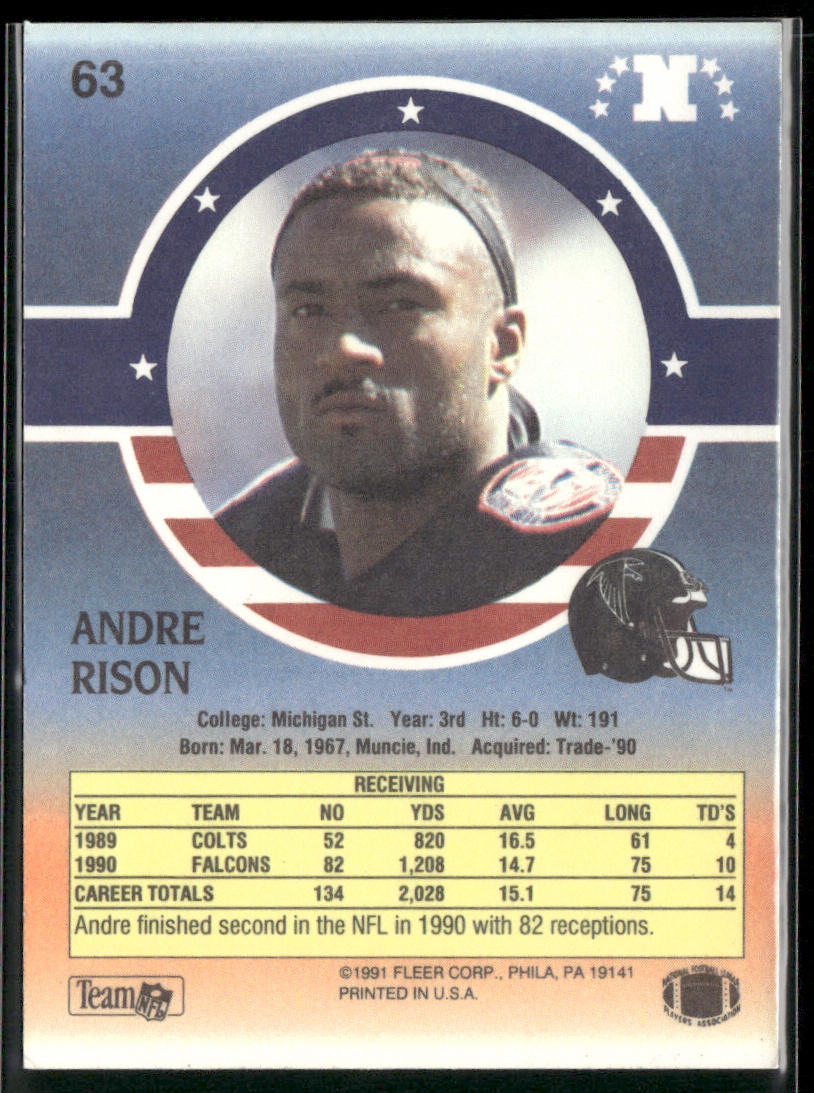 Andre Rison 1991 Fleer Stars 'n Stripes #63 Atlanta Falcons