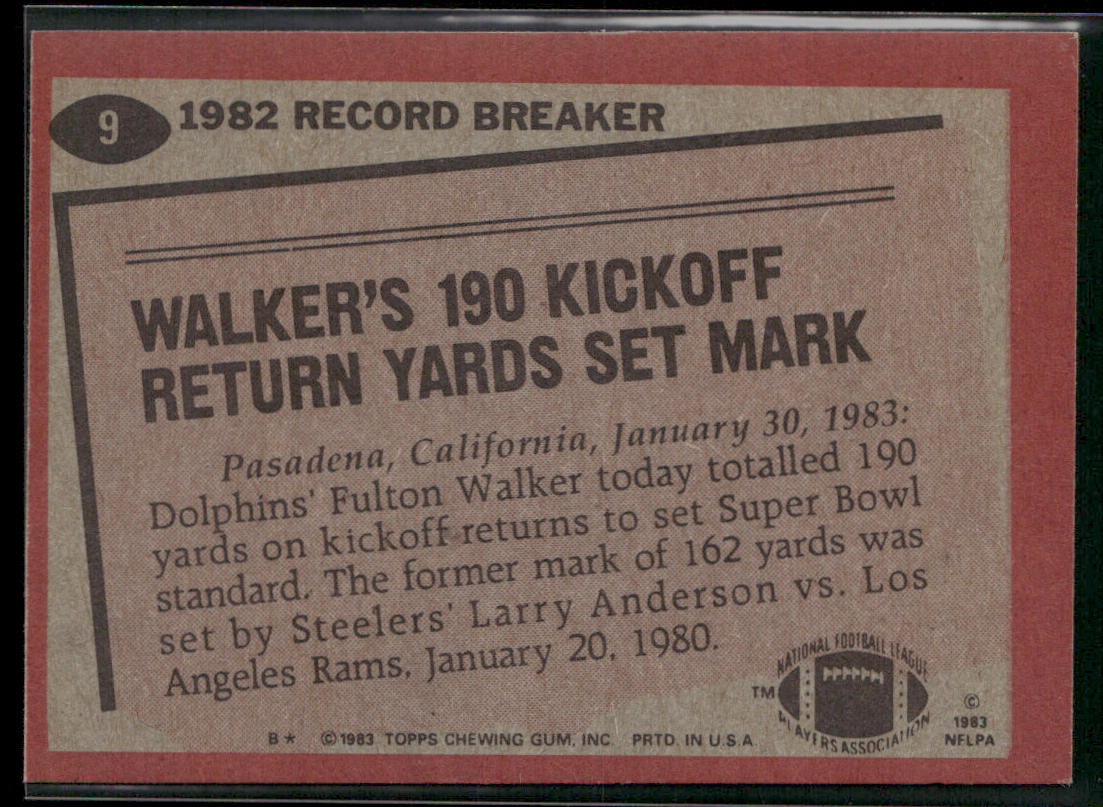 Fulton Walker 1983 Topps #9 Miami Dolphins