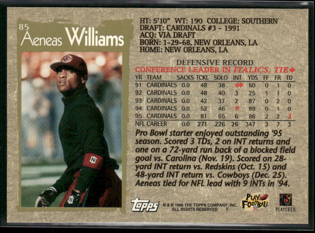 Aeneas Williams 1996 Topps #85 Arizona Cardinals