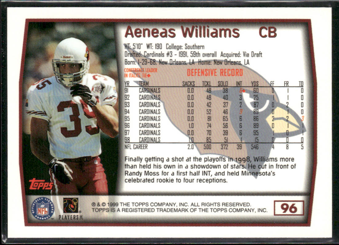 Aeneas Williams 1999 Topps #96 Arizona Cardinals
