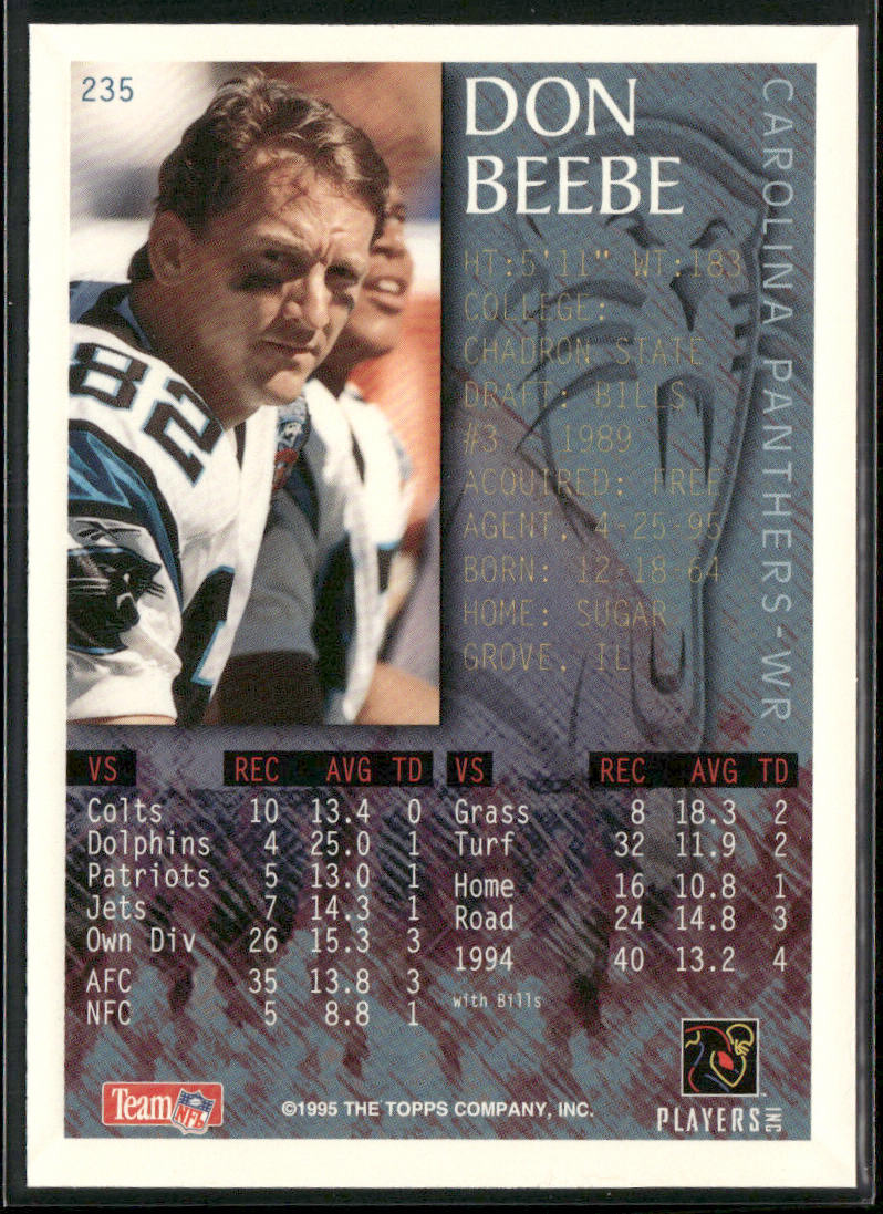 Don Beebe 1995 Bowman #235 Carolina Panthers