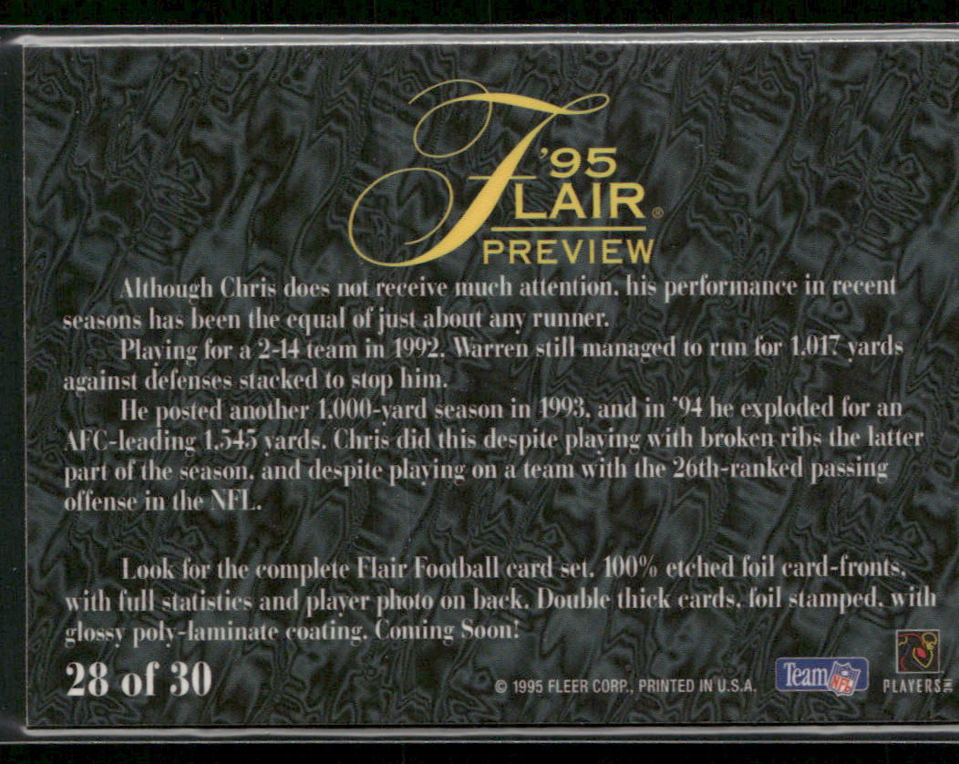Chris Warren 1995 Fleer Flair Preview #28 Seattle Seahawks