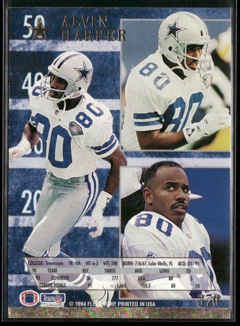 Alvin Harper 1994 Ultra #370 Dallas Cowboys