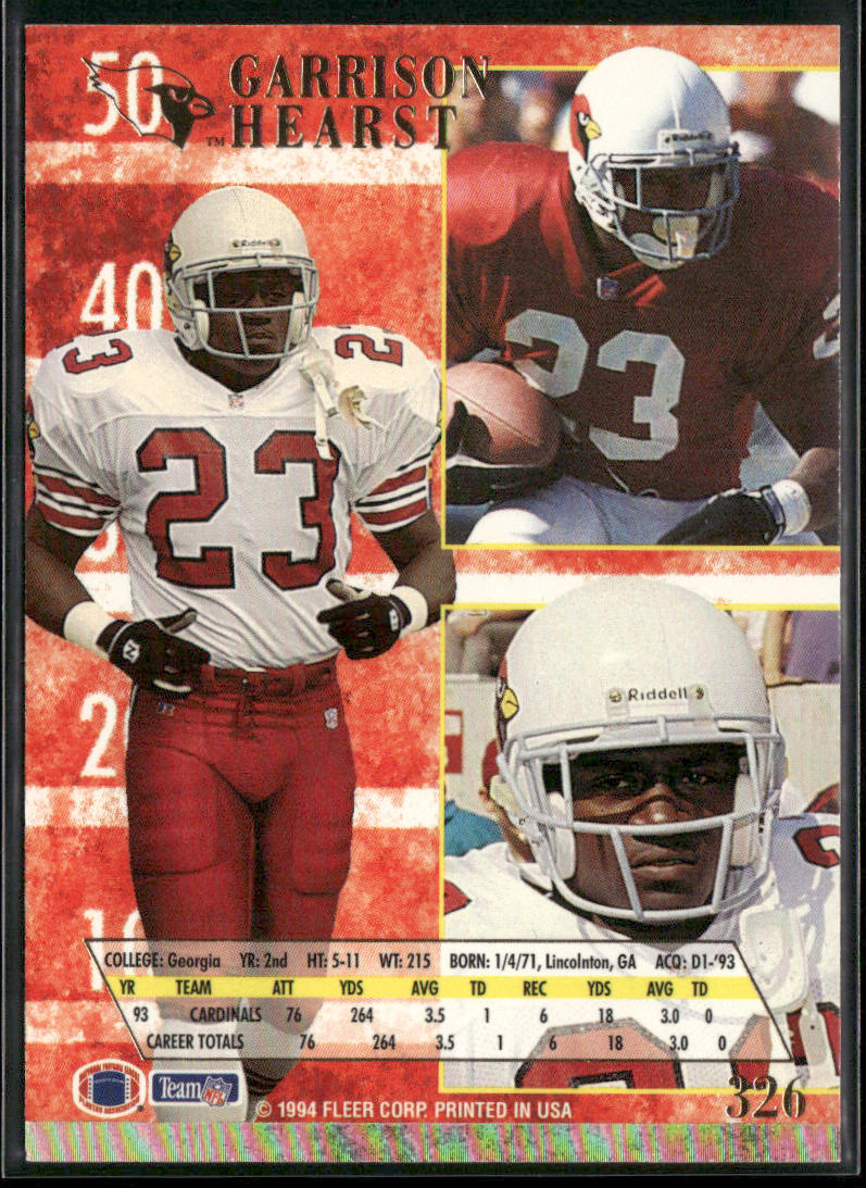 Garrison Hearst 1994 Ultra #326 Arizona Cardinals