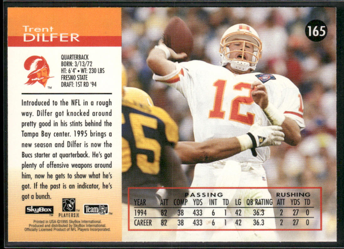 Trent Dilfer 1995 SkyBox Impact #165 Tampa Bay Buccaneers