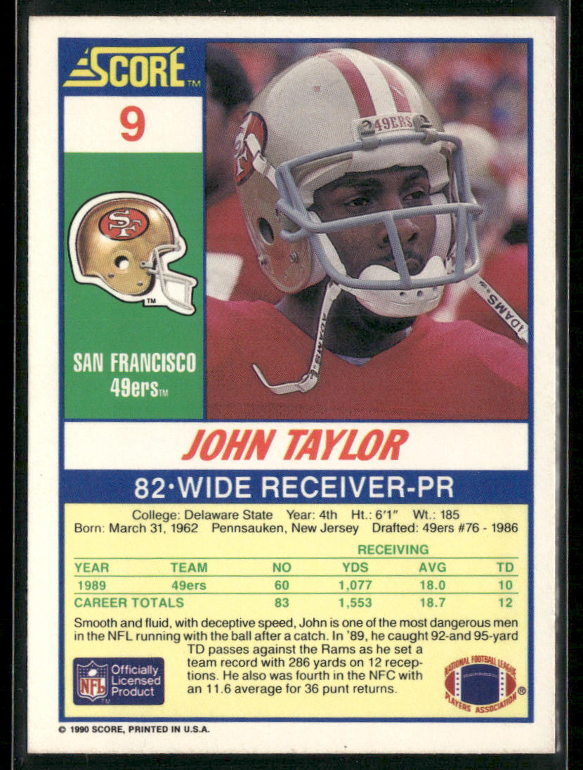 John Taylor 1990 Score #9 San Francisco 49ers