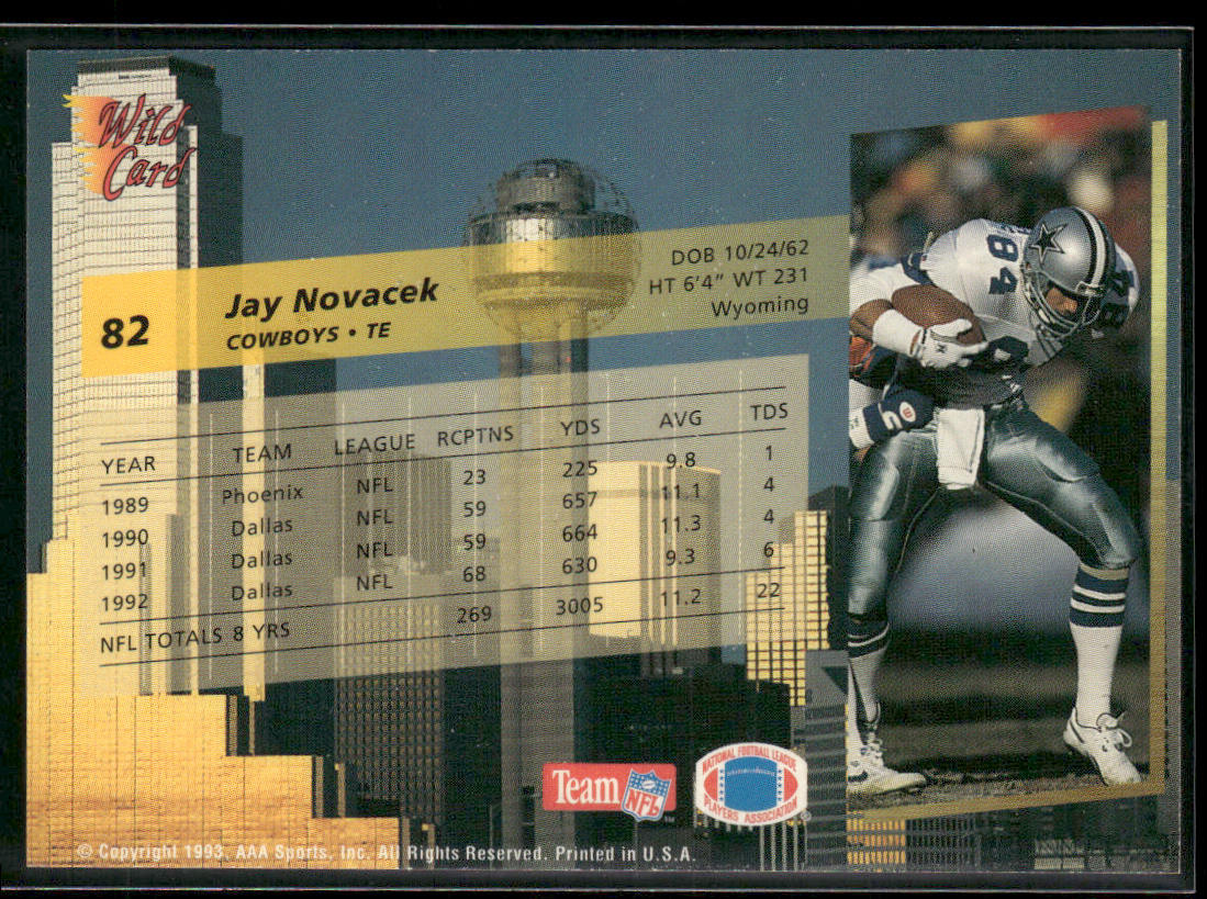 Jay Novacek 1993 Wild Card #82 Dallas Cowboys