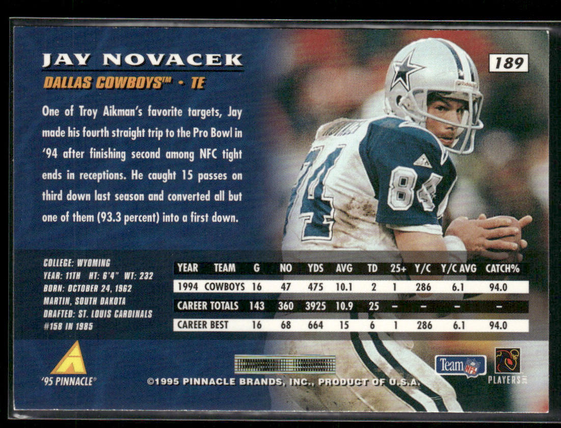 Jay Novacek 1995 Pinnacle #189 Dallas Cowboys