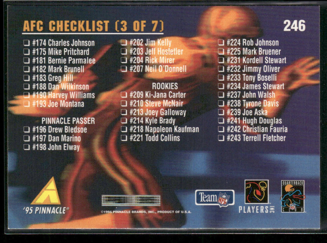 AFC Checklist 1995 Pinnacle #246