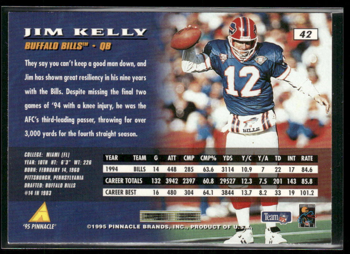 Jim Kelly 1995 Pinnacle #42 Buffalo Bills