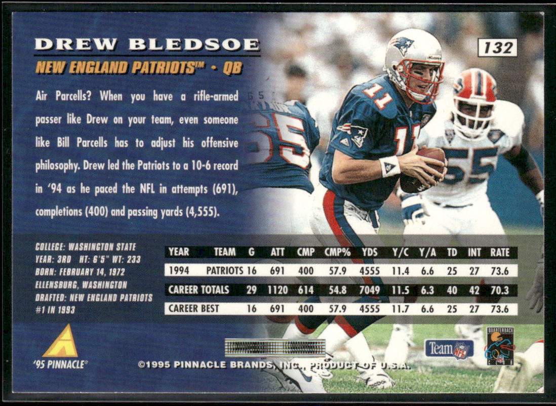 Drew Bledsoe 1995 Pinnacle #132 New England Patriots
