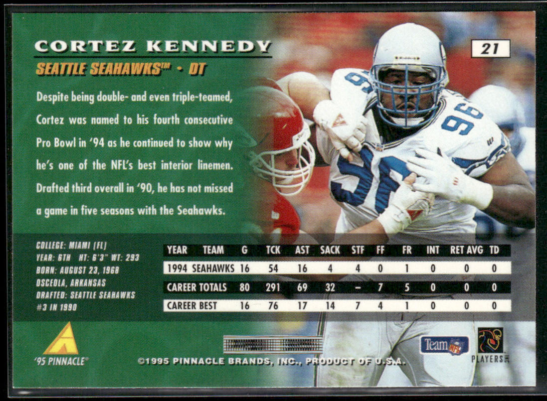 Cortez Kennedy 1995 Pinnacle #21 Seattle Seahawks