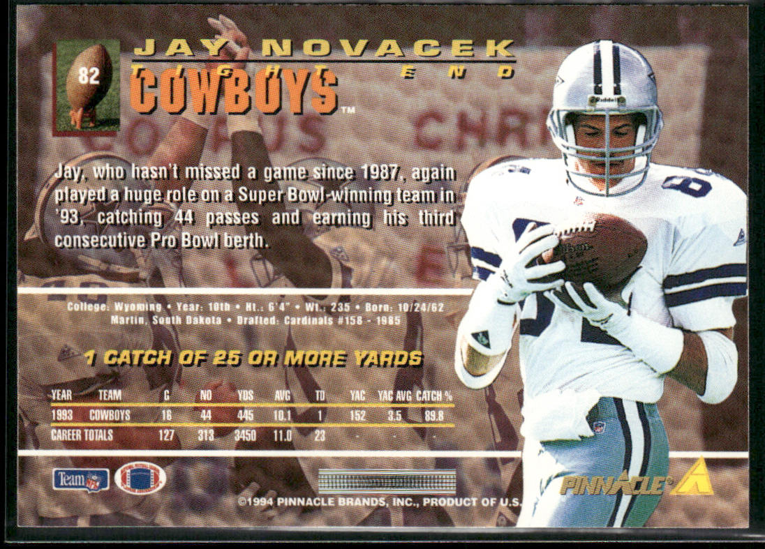 Jay Novacek 1994 Pinnacle #82 Dallas Cowboys