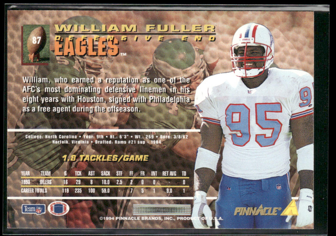 William Fuller 1994 Pinnacle #87 Philadelphia Eagles