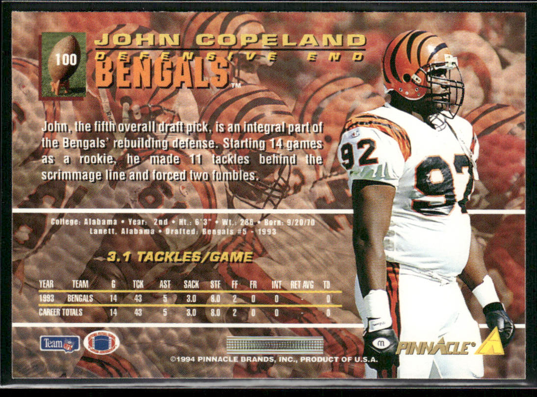 John Copeland 1994 Pinnacle #100 Cincinnati Bengals