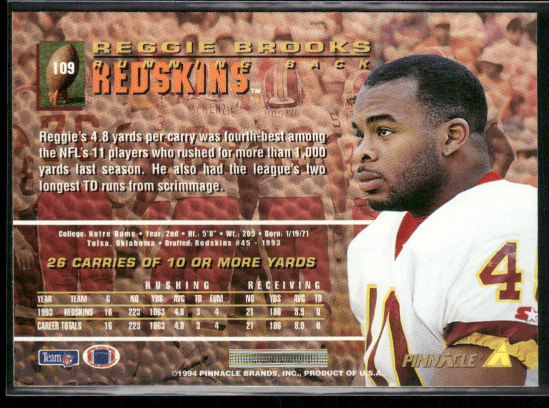 Reggie Brooks 1994 Pinnacle #109 Washington Redskins