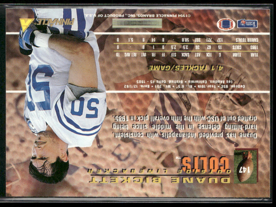 Duane Bickett 1994 Pinnacle #147 Indianapolis Colts