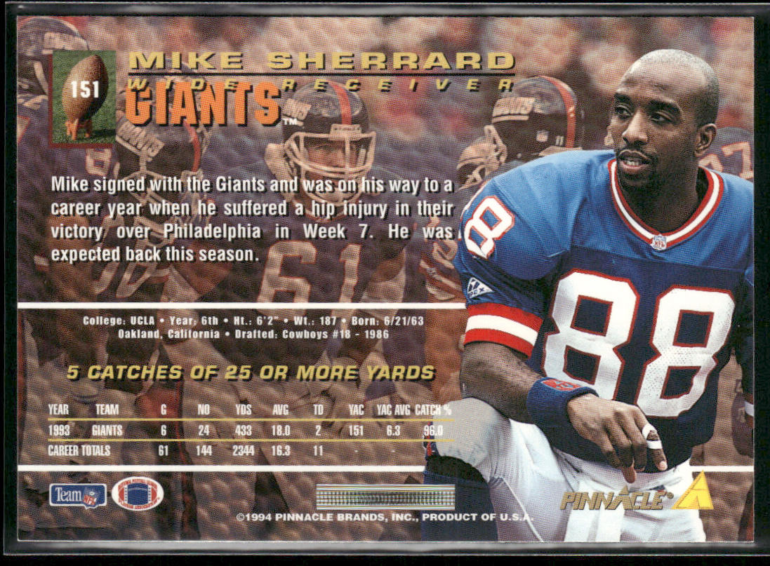 Mike Sherrard 1994 Pinnacle #151 New York Giants