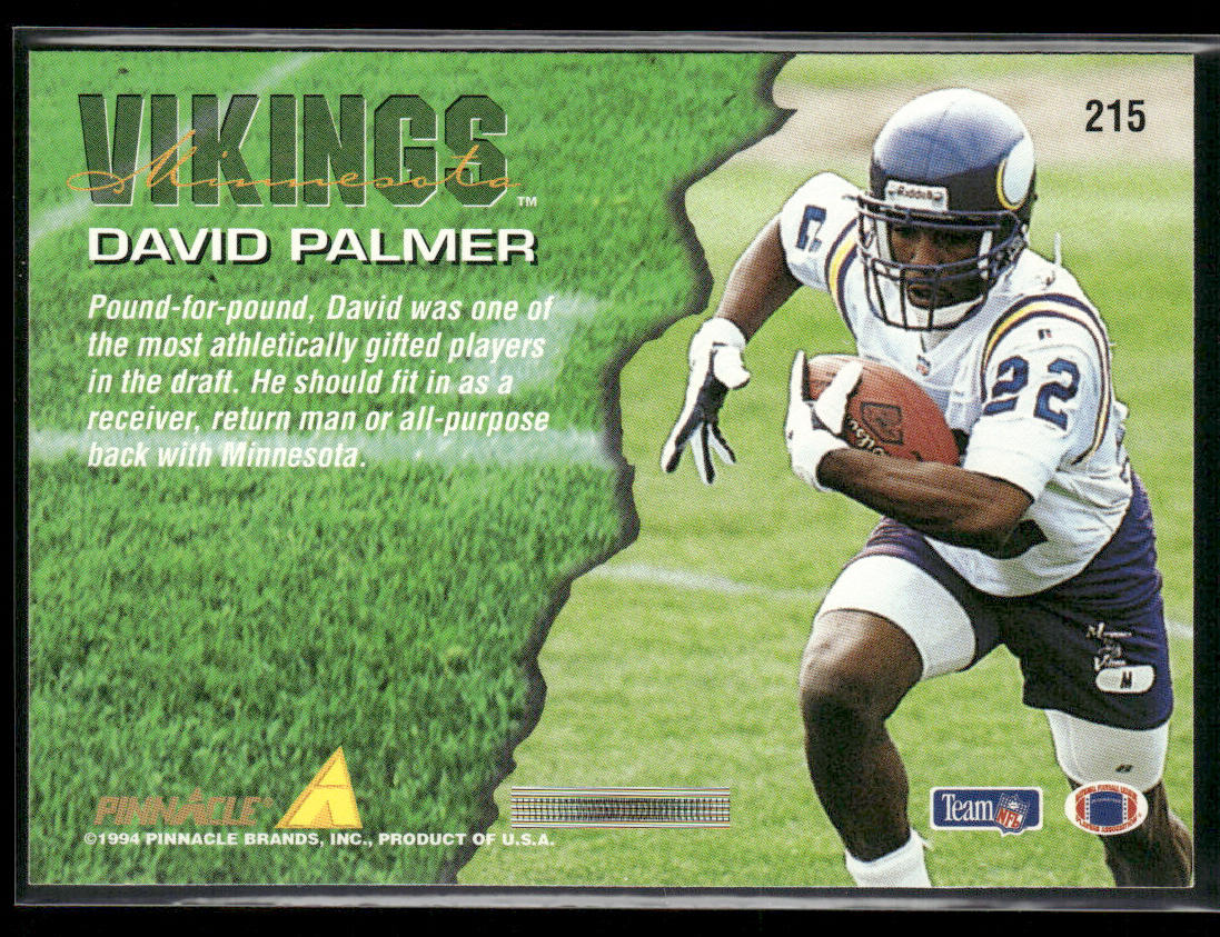 David Palmer 1994 Pinnacle #215 RC Minnesota Vikings