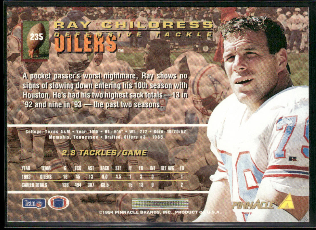 Ray Childress 1994 Pinnacle #235 Houston Oilers