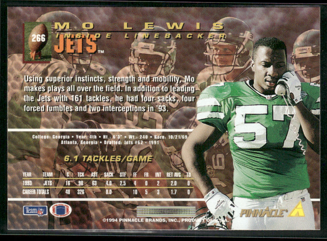 Mo Lewis 1994 Pinnacle #266 New York Jets