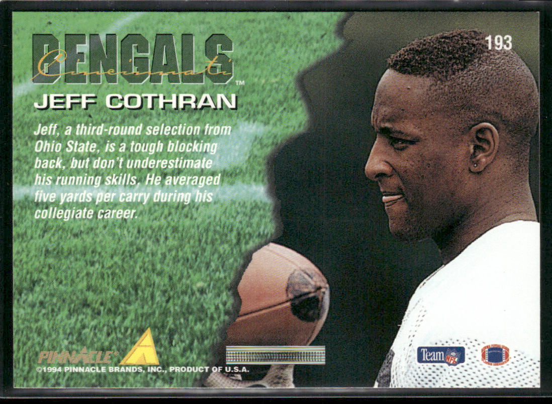 Jeff Cothran 1994 Pinnacle #193 RC Cincinnati Bengals