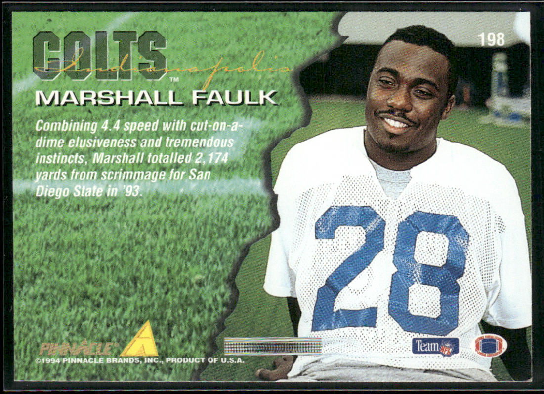 Marshall Faulk 1994 Pinnacle #198 RC Indianapolis Colts